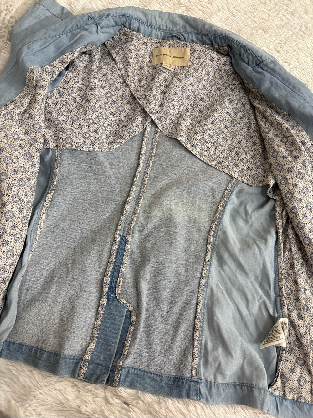 Pilcro Anthropologie Chambray Blazer Blue Jacket Boho Coastal
Chic Resort Sz L - Picture 10 of 13